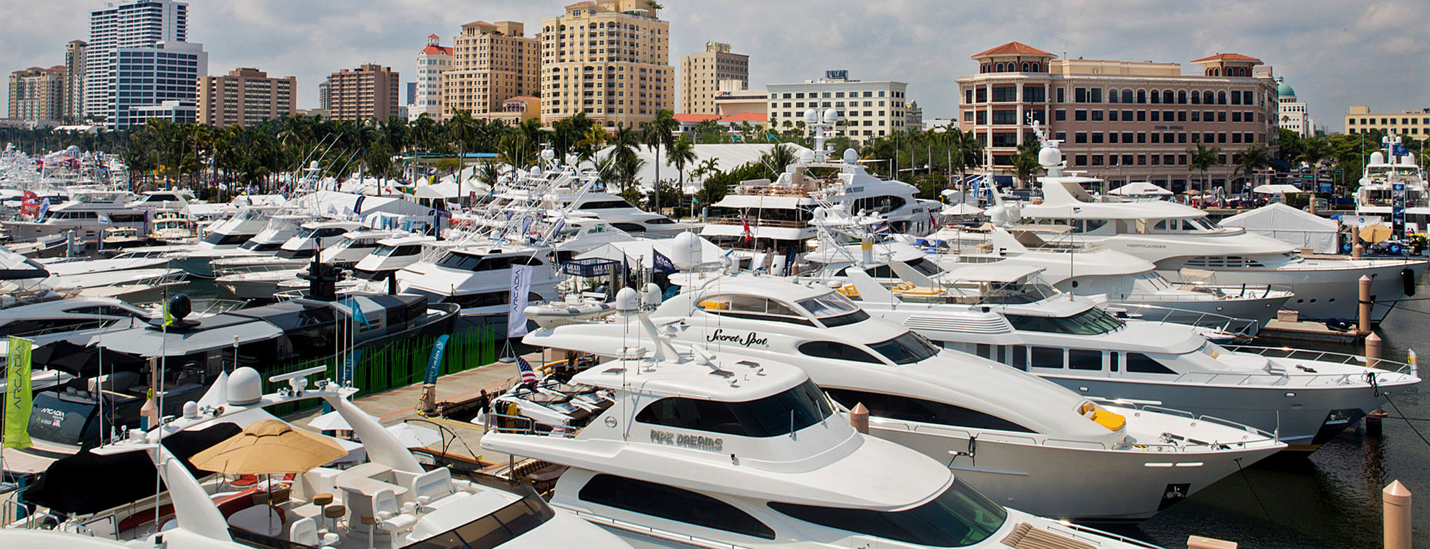 A view of the docks during the Palm Beach International Boat Show on March 26, 2015 in downtown West Palm Beach.  (Brianna Soukup / Palm Beach Post)